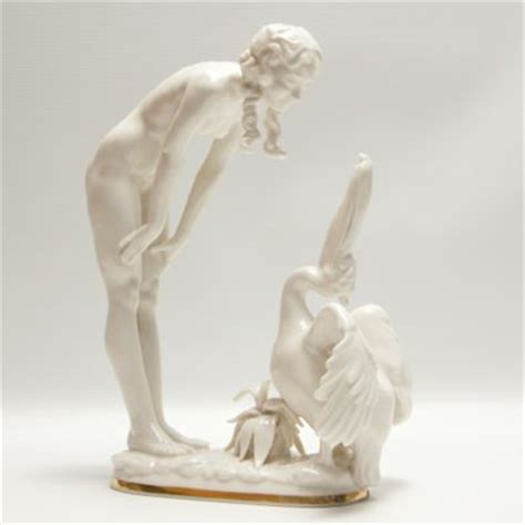 Hutschenreuther Kunstabteilung Selb Porcelain Girl Pelican Figurine C