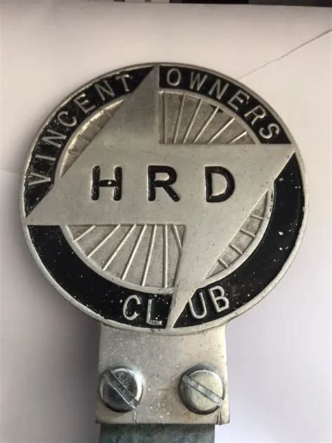 Early Vincent Hrd Owners Club Machine Badge Rare Black Shadow Rapide