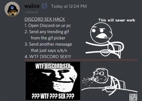 Lmfao Have Yall Seen The Discord Sex Hack Discord Sex Hack Know Your Meme