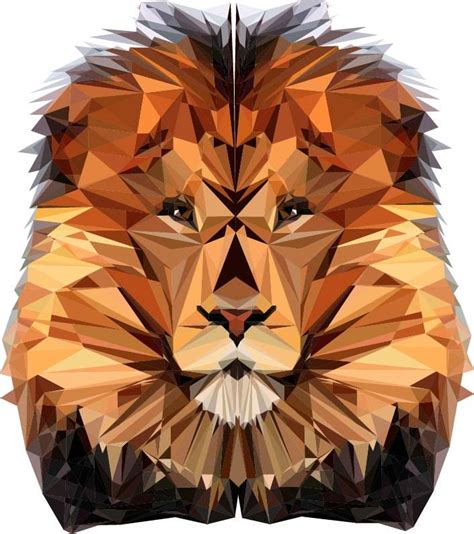 Lion Polygonal Art Abstract Illustration Lion Art Symmetric Design