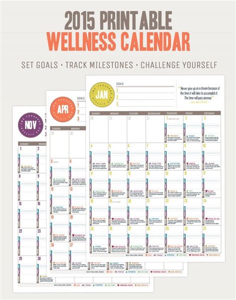 2015 Printable Wellness Calendar Back To Her Roots Health And