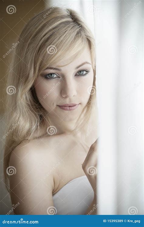 Blond Haired Young Woman Stock Image Image Of Indoor 15395389