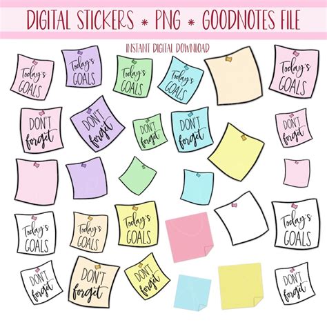 STICKY NOTES Digital Stickers For GoodNotes Planner Basic Etsy