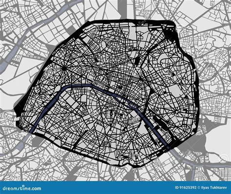 Map Of The City Of Paris France Stock Vector Illustration Of Drawing