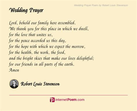 Wedding Prayer Poem By Robert Louis Stevenson