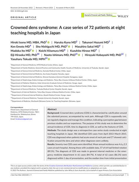 Pdf Crowned Dens Syndrome A Case Series Of 72 Patients At Eight
