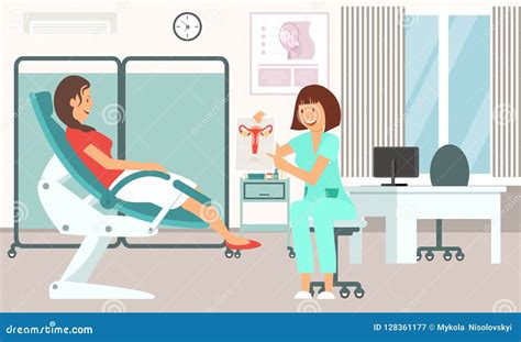 Gynecologist Consultation Doctor And Patient In Clinic Woman In Gynecological Chair Doctor