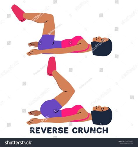 Reverse Crunches Sport Exersice Silhouettes Of Woman Doing Exercise