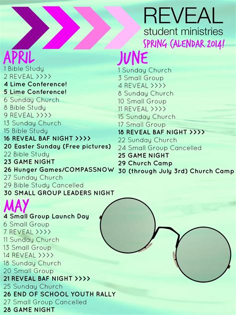 Youth Group Calendar Reveal Student Ministries Late Spring And