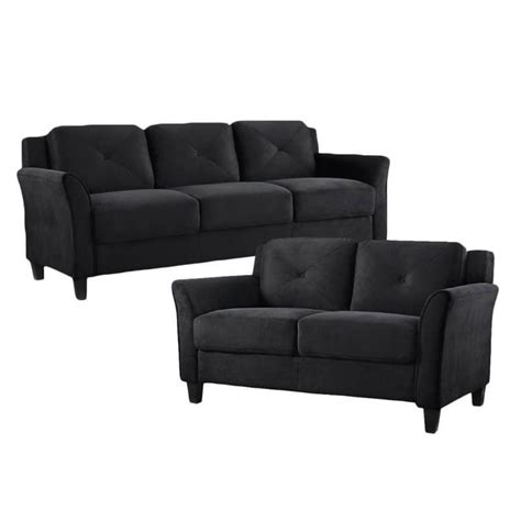 2 Piece Living Room Sofa And Loveseat Set In Black 1795754 Pkg