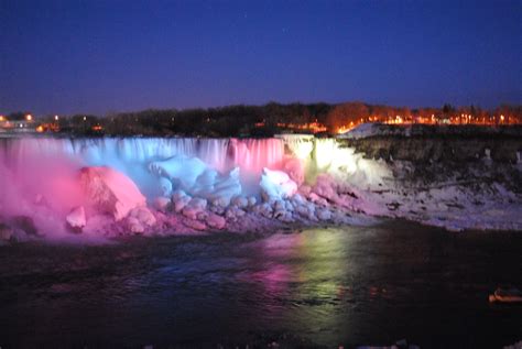Lit Falls Niagara Falls Frozen Niagara Falls At Night Niagara Falls