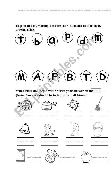 alphabet beginning sounds esl worksheet  yellowismyfavoritecolor