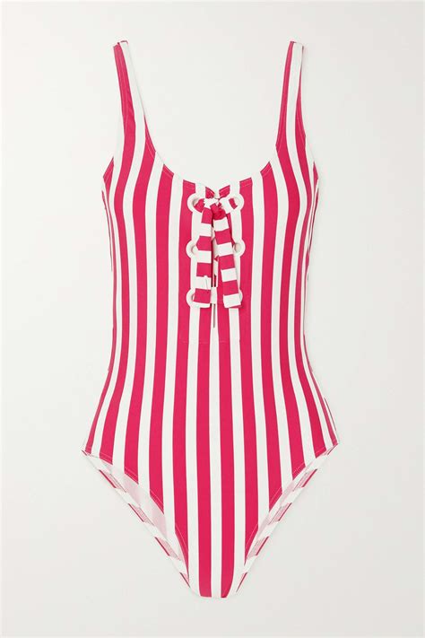 eres destino lace up striped swimsuit net a porter