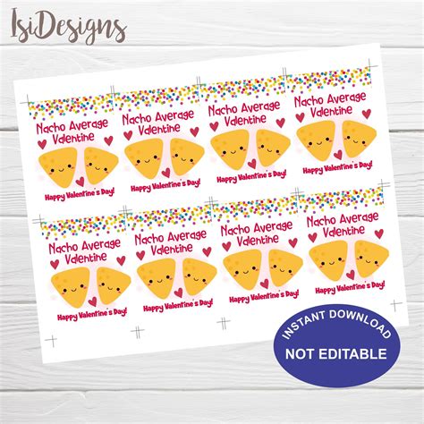 nacho average valentine s day tags instant download etsy in 2023 valentines printables