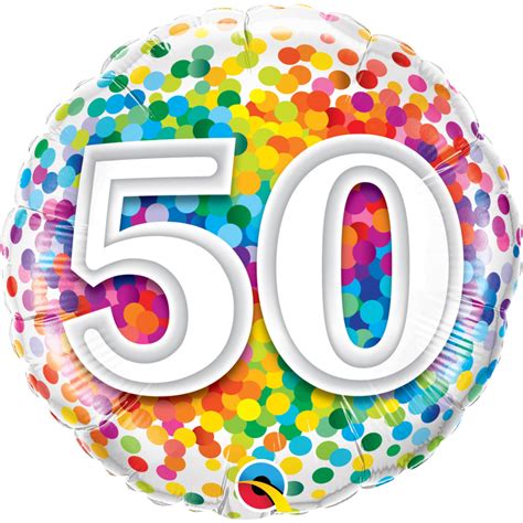 50th Birthday Foil Balloon Rainbow Confetti 45cm