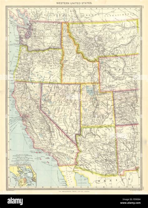 Usa Western United States Inset Map Of San Francisco 1907 Stock