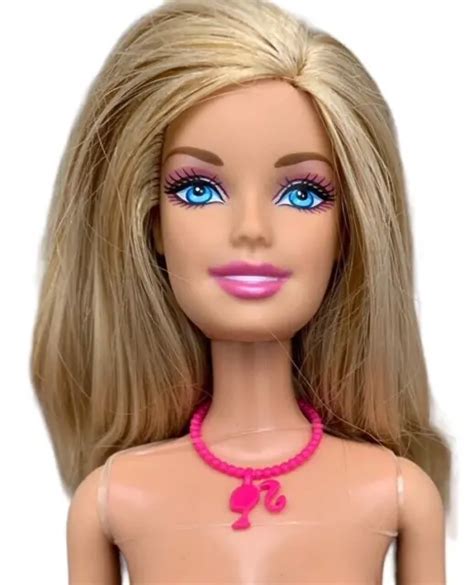 Mattel Barbie Doll Nude With Necklace Logo Blonde Hair Blue Eyes For Ooak Picclick