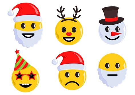 Premium Vector Set Of Illustration Of Funny Christmas Emoji Festive