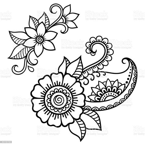 Henna Tattoo Flower Template Mehndi Style Stock Illustration Download