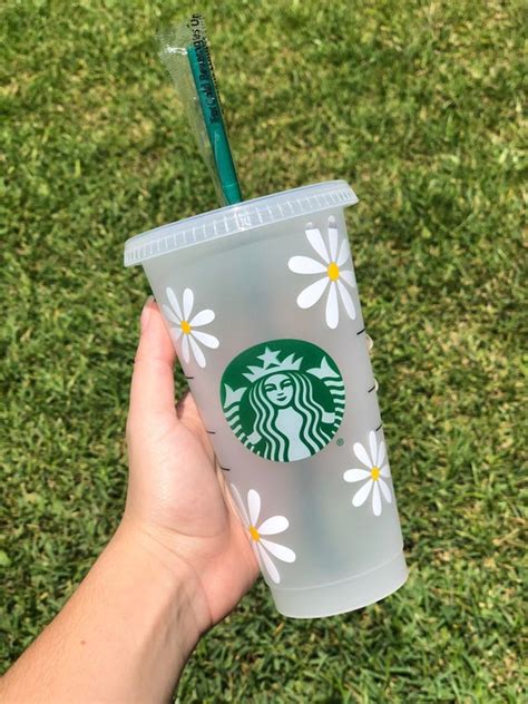 Custom Daisy Starbucks Cold Cup Tumbler Summer Daisies Etsy