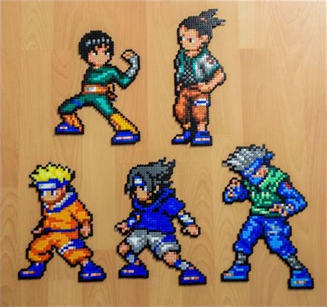 Handmade Naruto Sasuke Kakashi Rock Lee Shikamaru Perler Bead Sprite By Aeneajones Diy