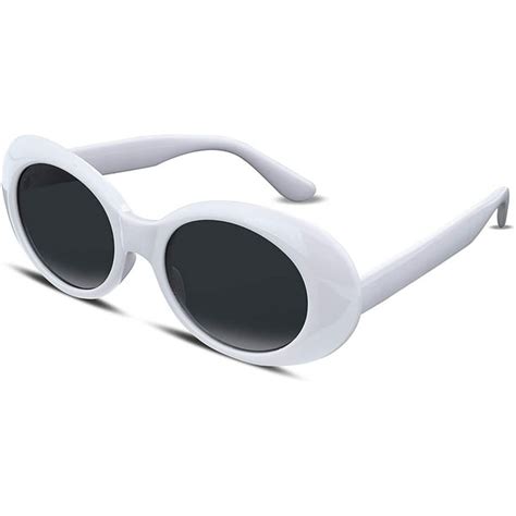Feisedy White Clout Goggles Sunglasses Women Men Retro Oval Sunglasses