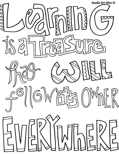 Learning Quote Coloring Pages Doodle Art Alley