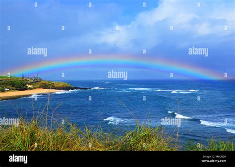 Rainbow Over Hookipa Beach Park On Maui Hawaii Stock Photo Alamy