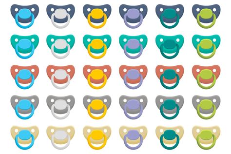 Illustration On Theme Big Colored Set Baby Pacifiers 2982807 Vector Art