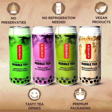 buy pocas bubble tea classic taiwan style milk tea with tapioca pearls ready to serve boba tea