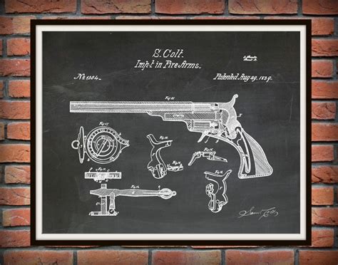 Colt Revolver Patent Print Invented By Sam Colt Etsy