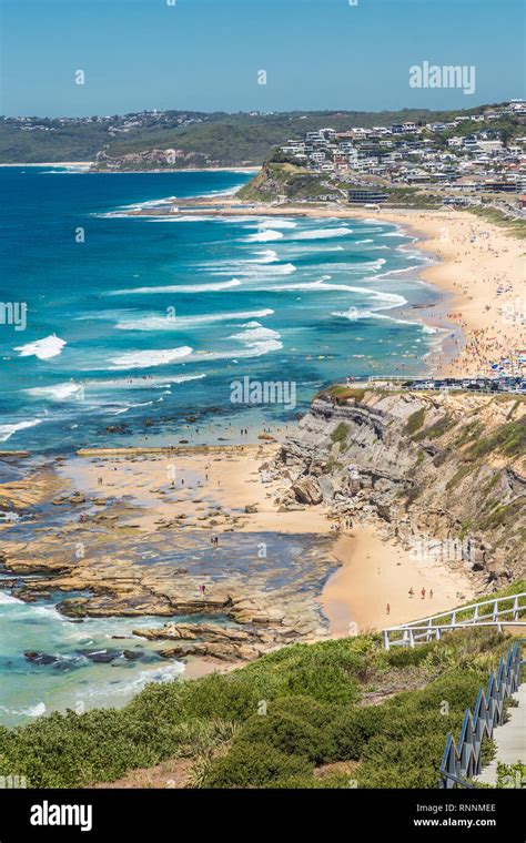 Aerial View Of Bar Beach Newcastle Nsw Australia Showing The Sandy