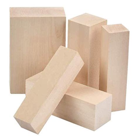 Wowoss 5 Pack Unfinished Basswood Carving Blocks Kit Large Premium