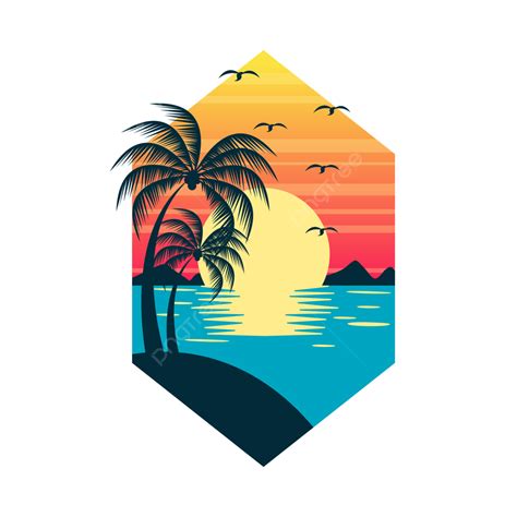 Beach Sunset Summer Vector Hd PNG Images Summer Sunset Vector Logo Summer Sunset Logo PNG