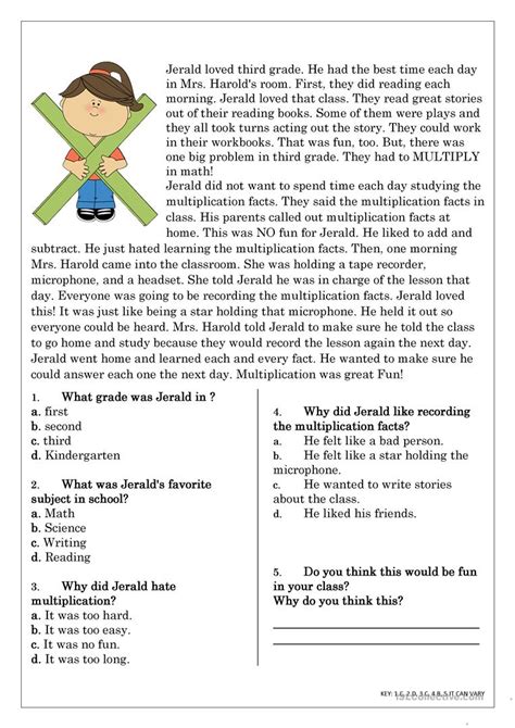 Reading Comprehension For Beginner And Elementary Students 4 Worksheet