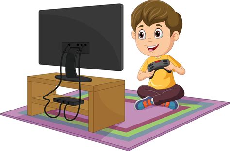 Cartoon Little Boy Playing Video Game 8734680 Vector Art At Vecteezy