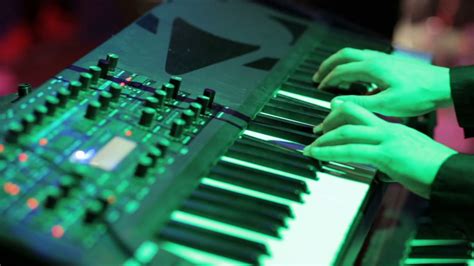 Man Playing On Synthesizer At A Rock Concert Stock Video Footage