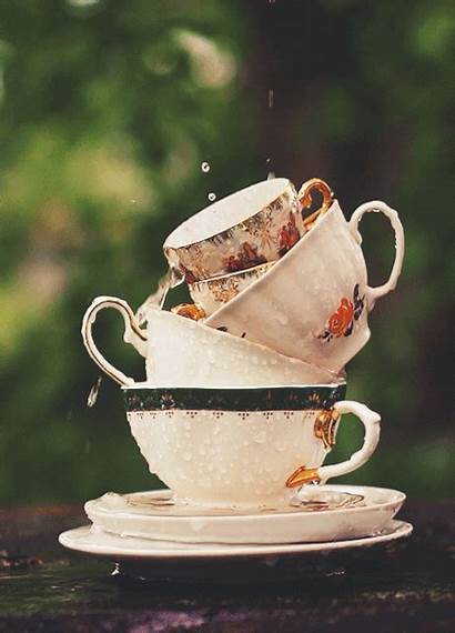 Rain Tea Aesthetic Gifs Falling Morning Coffee