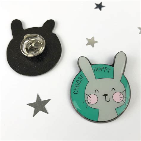 Funny Rabbit Enamel Pin Choose Hoppy By Wink Design