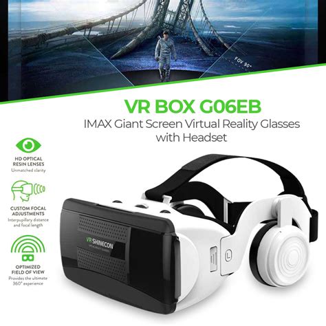 Shinecon Vr Box Imax Giant Screen Virtual Reality Glasses With Headset Sc G06eb Black