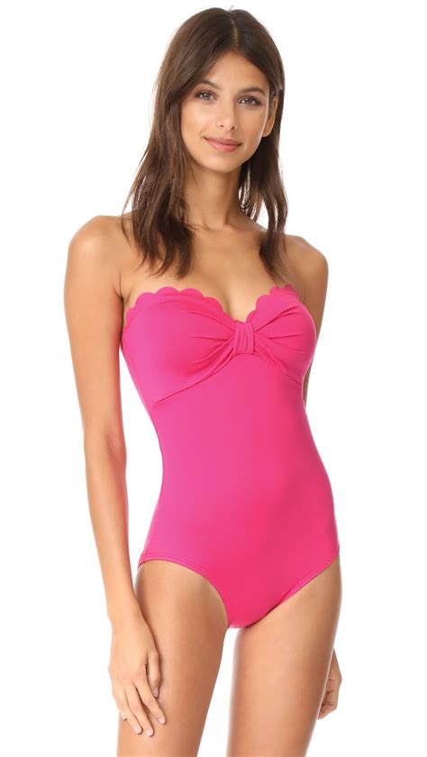 Kate Spade New York Scalloped Bandeau One Piece Swimsuits On Sale