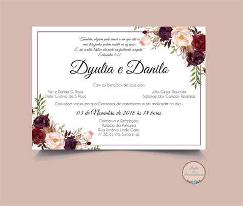 Convite De Casamento Arte Digital Elo7 Produtos Especiais Convite De Casamento Convite De