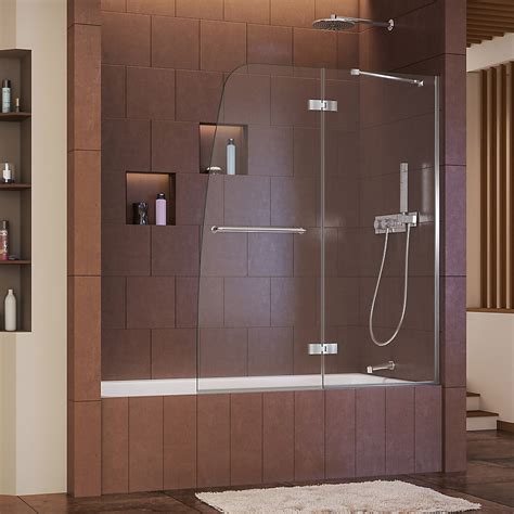 Dreamline Aqua Ultra 48 Inch X 58 Inch Semi Frameless Pivot Tub Shower Door In Glass With