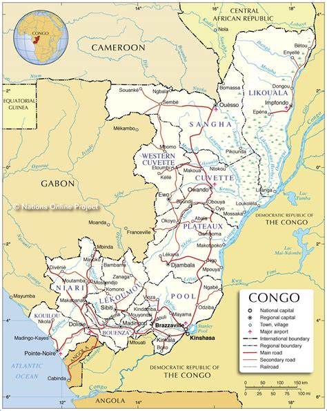 Administrative Map Of Republic Of The Congo 1200 Pixel Nations Online