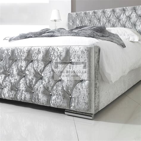 Fiona Luxury Crushed Velvet Fabric Upholstered Bed Frame Guaranteed