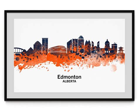 Edmonton Oilers Watercolor Skyline Wall Art Poster Digital Etsy 日本