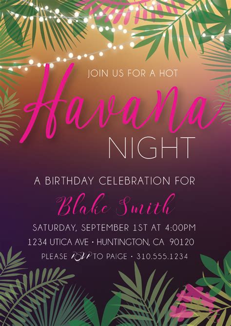 Havana Nights Invitation Template Free Web Editable Havana Nights