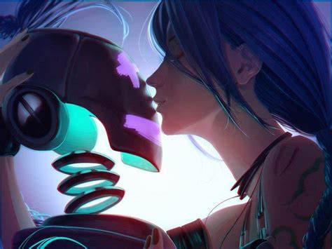 Anime Girls Anime Long Hair Robot Blue Hair Kissing