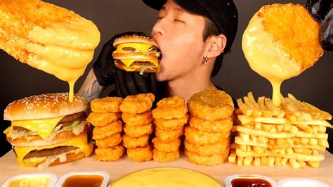 Asmr Mukbang Double Big Mac Cheesy Hash Browns Chicken Nuggets No Talking Eating Sounds