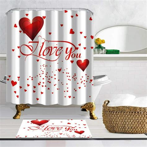Bpbop Heart Shaped For Valentines Day Showers Curtain Polyester Fabric